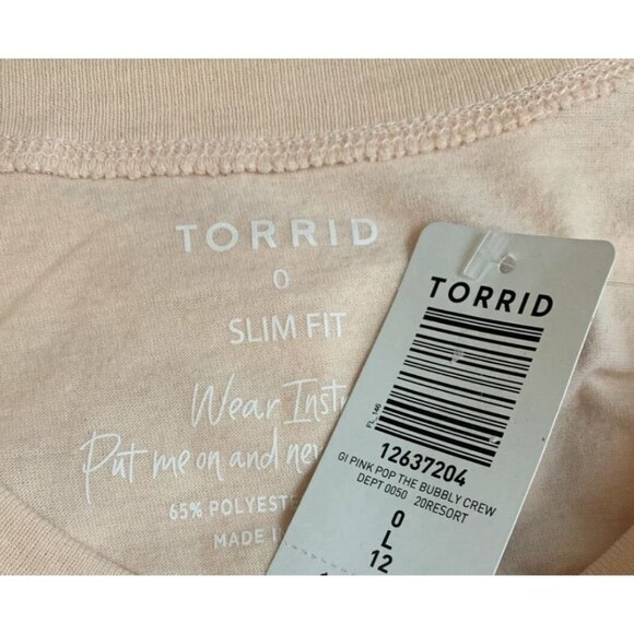 Torrid L Blush Pink Glitter Pop The Bubbly Text Graphic Crew Short Sleeve Tee - Picture 5 of 5